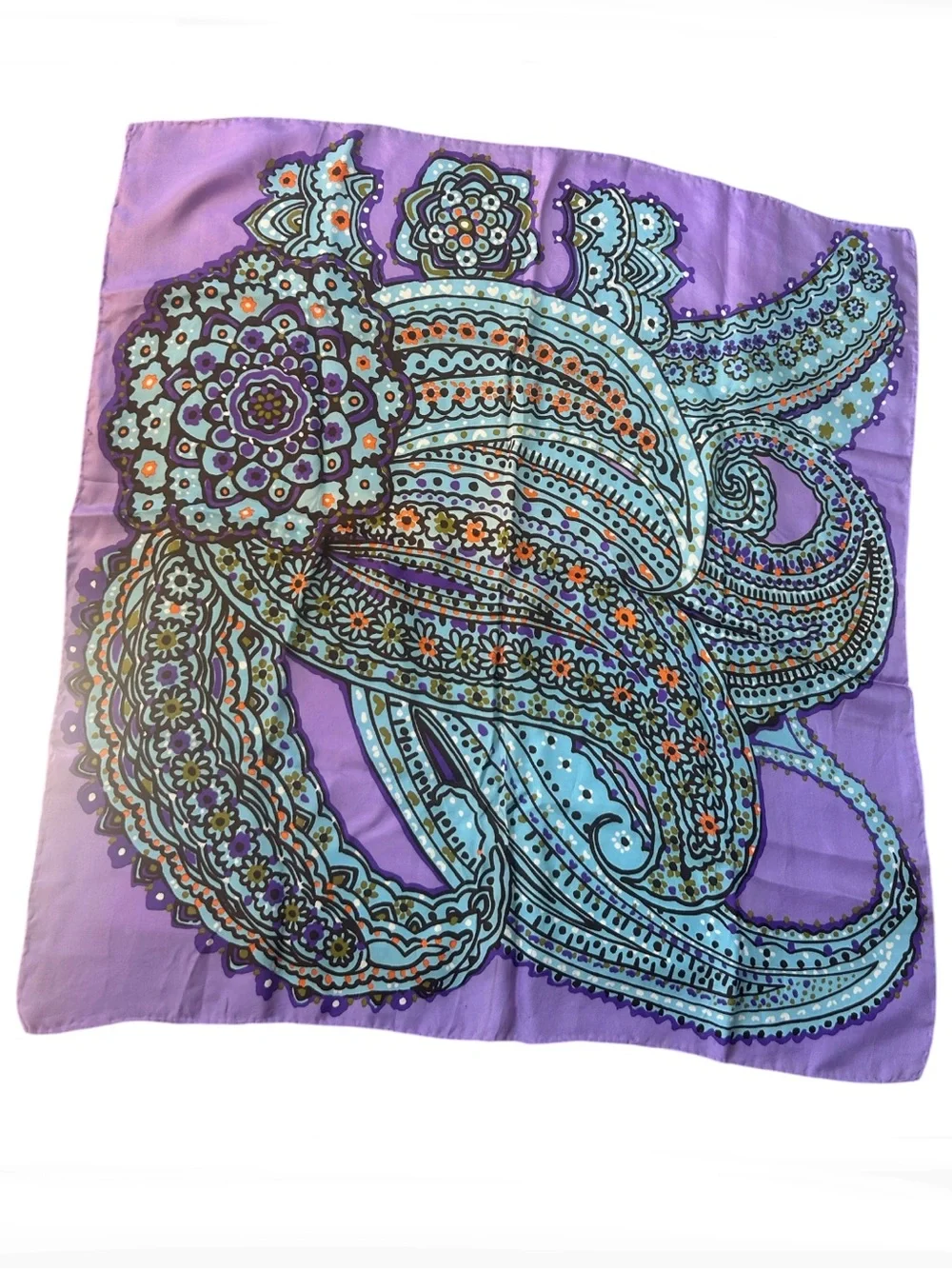 Purple Paisley Floral Silk Scarf